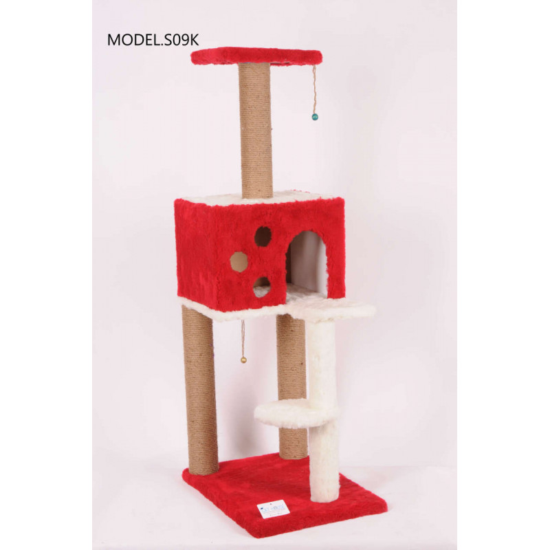 Cat Hause 124 Cm Kare Evli Merdivenli Kedi Tırmalama Kırmızı | Platformlu Kedi Tırmalama Tahtası Cat Hause 124 Cm Kare Evli Merdivenli Kedi Tırmalama Kırmızı | Platformlu Kedi Tırmalama Tahtası