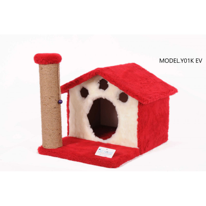Cat Hause 45 Cm Ev Yuvalı Kedi Tırmalama Kırmızı | Tırmalama Tahtalı Kedi Evi Cat Hause 45 Cm Ev Yuvalı Kedi Tırmalama Kırmızı | Tırmalama Tahtalı Kedi Evi