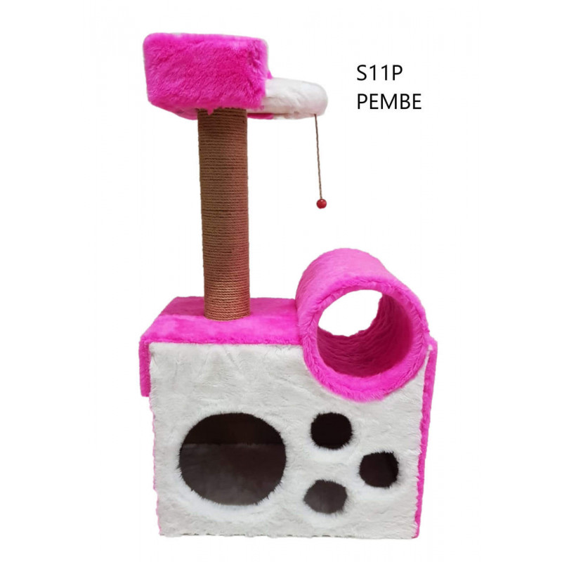 Cat Hause 90 Cm Tünelli Yataklı Kedi Tırmalama Pembe | Platformlu Kedi Tırmalama Tahtası Cat Hause 90 Cm Tünelli Yataklı Kedi Tırmalama Pembe | Platformlu Kedi Tırmalama Tahtası