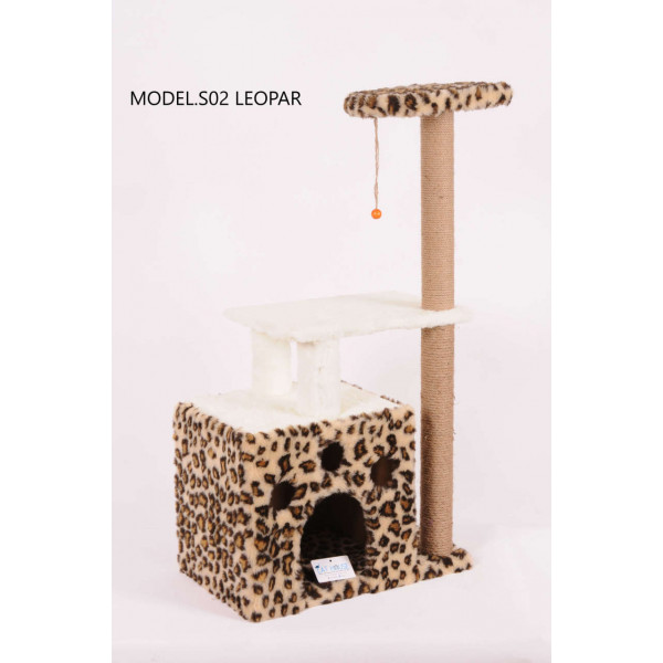 Cat Hause 97 Cm Yuvalı Kedi Tırmalama Leopar | Kedi Evi