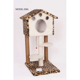 98 Cm Merdivenli Kulübe Kedi Tırmalama Leopar | Platformlu Kedi Tırmalama Tahtası