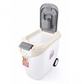 Catidea Tekerlekli 10-12 Kg 2 Kapaklı Krem | Kedi Maması Saklama Kabı Catidea Tekerlekli 10-12 Kg 2 Kapaklı Krem | Kedi Maması Saklama Kabı