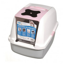 Catıt 57x46,5x39 Cm Kapalı Tuvalet Kabini Pembe | Kapalı Kedi Tuvaleti