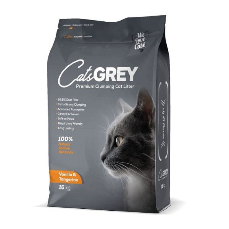 Cats Grey 16 Kg Premium Vanilya ve Mandalina Kokulu Tozsuz Topaklanan İnce Taneli Bentonit Kedi Kumu | Doğal Kedi Kumu Cats Grey 16 Kg Premium Vanilya ve Mandalina Kokulu Tozsuz Topaklanan İnce Taneli Bentonit Kedi Kumu | Doğal Kedi Kumu
