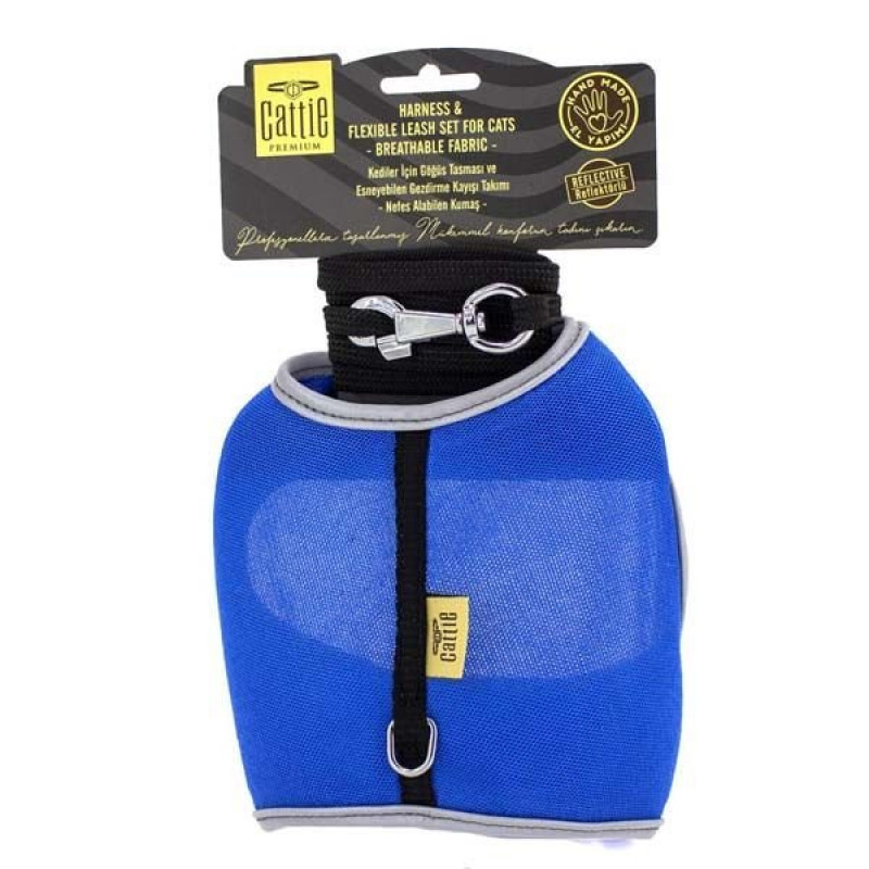 Cattie Havalı Dokuma Kedi Göğüs & Gezdirme Takımı Mavi 1x25-35 Cm | Kedi Gezdirme Tasması Cattie Havalı Dokuma Kedi Göğüs & Gezdirme Takımı Mavi 1x25-35 Cm | Kedi Gezdirme Tasması