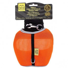 Havalı Dokuma Kedi Göğüs & Gezdirme Takımı Turuncu 1x25-35 Cm | Kedi Göğüs Tasması