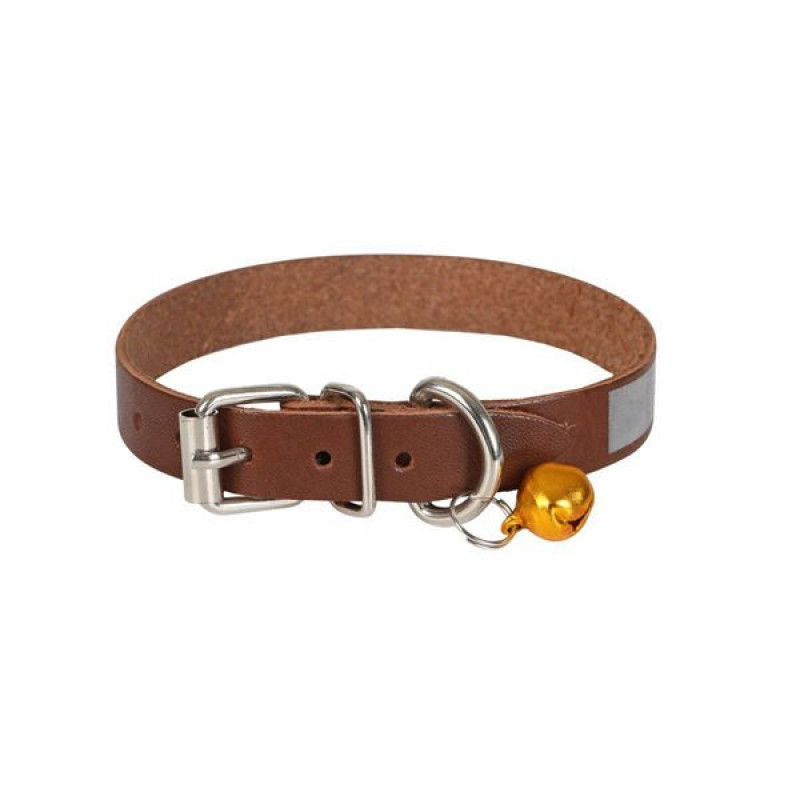 Cattie L Reflektörlü Boyun Tasması Kahverengi 1.2x23-28 Cm | Kedi Boyun Tasması