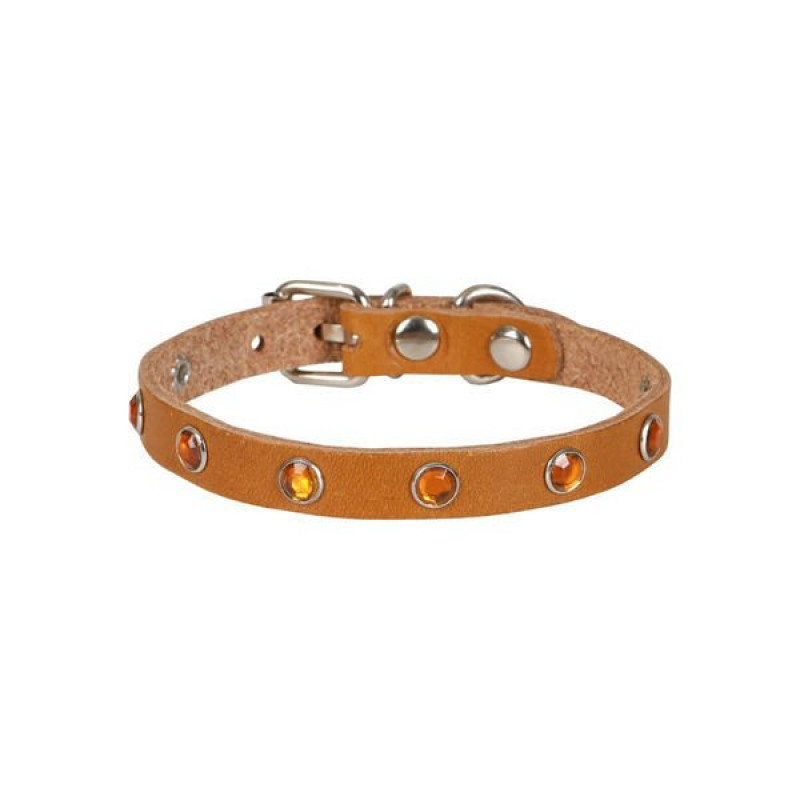 Cattie M Gerçek Deriden Taşlı Boyun Tasması Camel 1x20-23 Cm | Kedi Boyun Tasması Cattie M Gerçek Deriden Taşlı Boyun Tasması Camel 1x20-23 Cm | Kedi Boyun Tasması