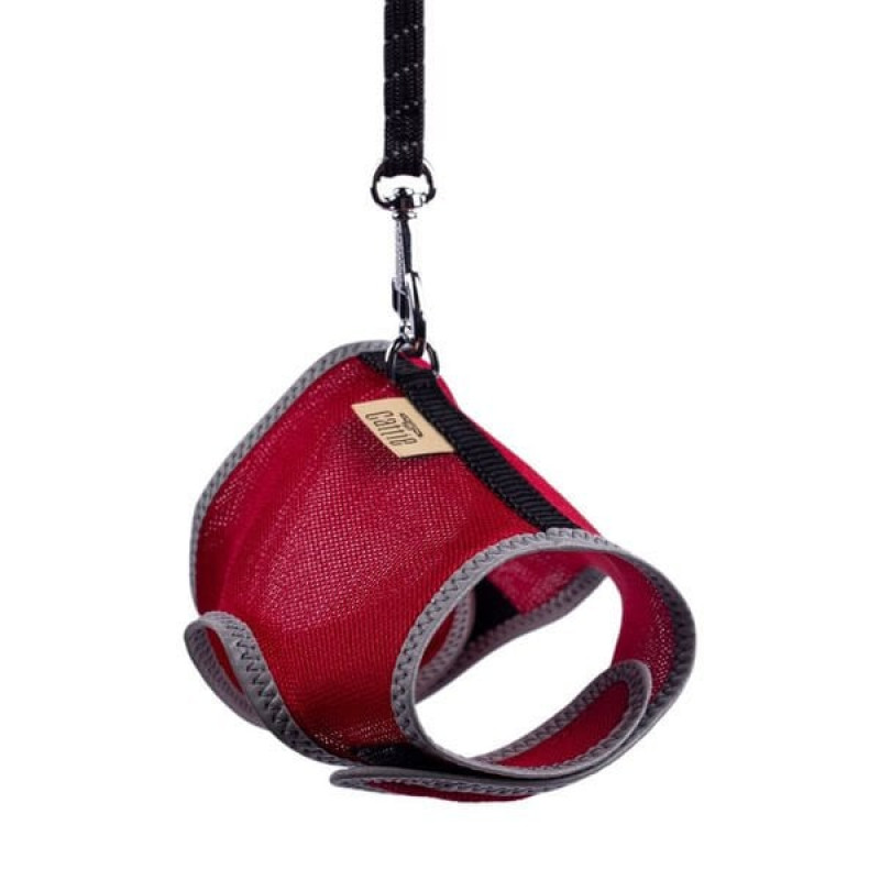 Cattie S Havalı Dokuma Göğüs ve Gezdirme Takımı Kırmızı 1x20-30 Cm | Kedi Göğüs Tasması