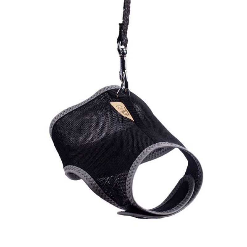 Cattie S Havalı Dokuma Göğüs ve Gezdirme Takımı Siyah 1x20-30 Cm | Kedi Gezdirme Tasması