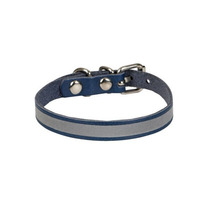 Cattie S İsimlikli El Yapımı Gerçek Deri Boyun Tasması Royal Mavi 1x16-20 Cm | Kedi Boyun Tasması