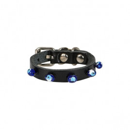 XS Boncuklu Deri Boyun Tasması Siyah 1x12-16 Cm | Köpek Boyun Tasması