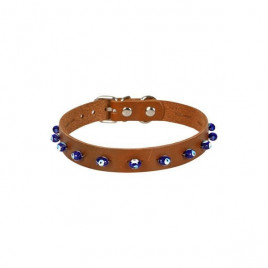 XXL Boncuklu Deri Boyun Tasması Camel 1.5x29-33 Cm | Köpek Boyun Tasması