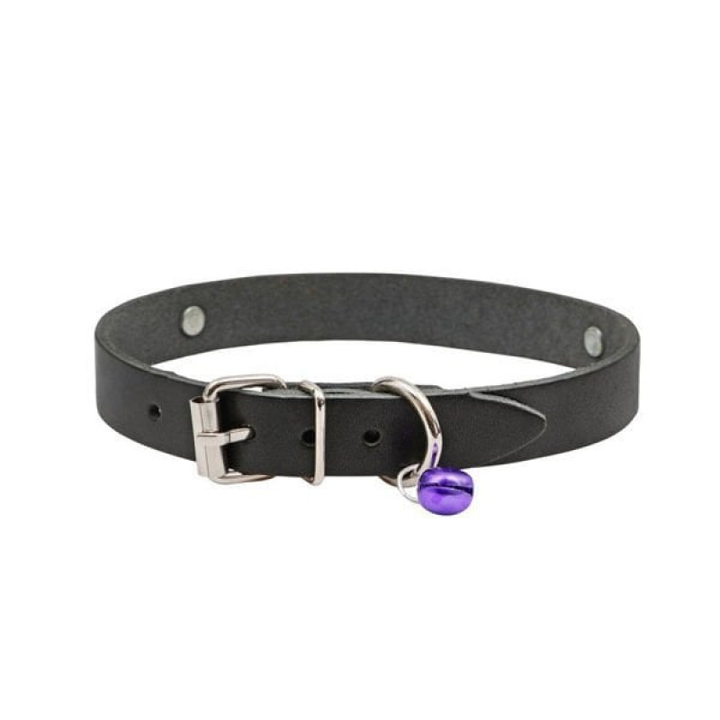 Cattie XXL İsimlikli El Yapımı Gerçek Deri Boyun Tasması Siyah 1.5x29-34 Cm | Kedi Boyun Tasması