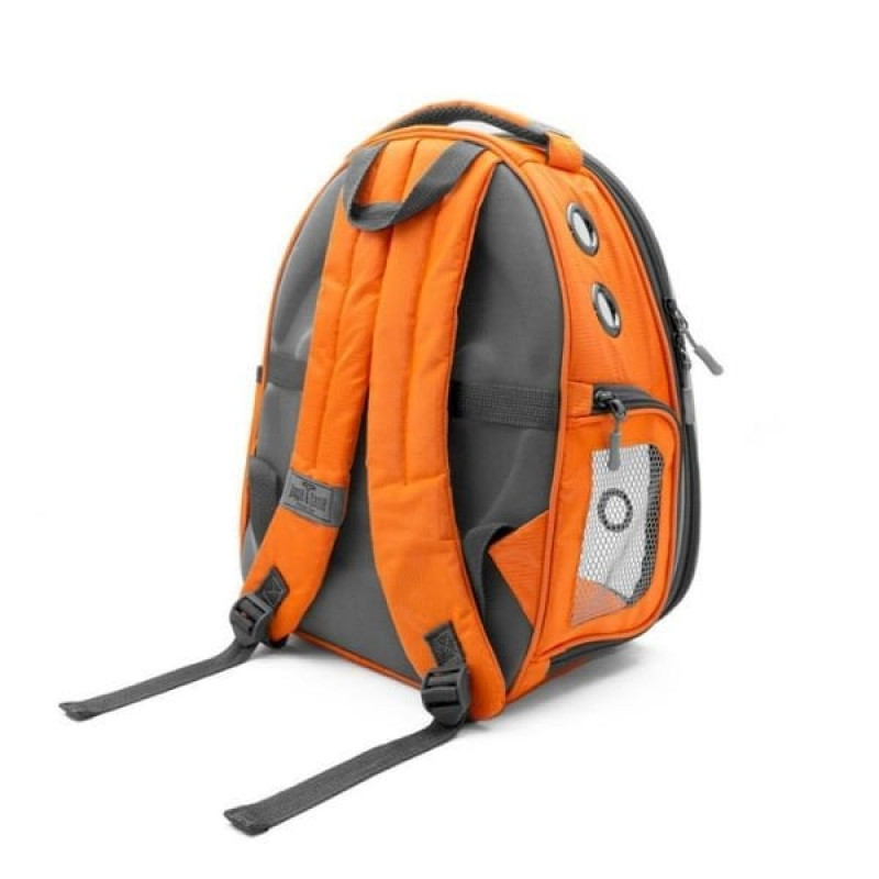 Cattie Şeffaf Kedi ve Küçük Irk Köpek Taşıma Sırt Çantası Turuncu 25x30x40 Cm | Köpek Taşıma Çantası Ve Kafes