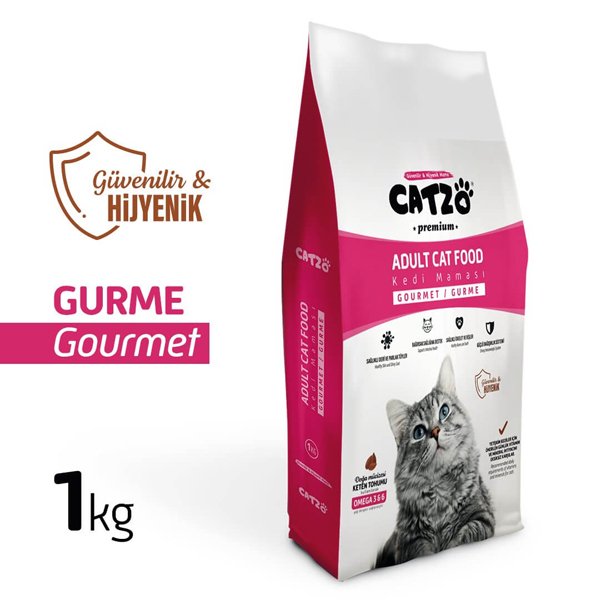Catzo 1 Kg Premium Gourmet Renkli Taneli Yetişkin | Yetişkin Kuru Kedi Maması