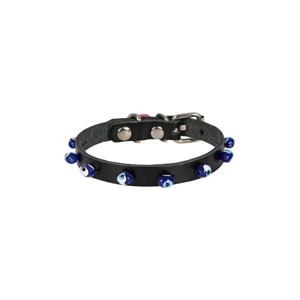 Cattie 20-23 Cm 1 mm Boncuklu Deri Küçük Irk Boyun Medium Siyah | Köpek Boyun Tasması