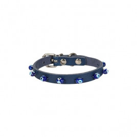 20-23 Cm 1 Mm Boncuklu Deri Küçük Irk Boyun Medium Royal Mavi | Kedi Boyun Tasması