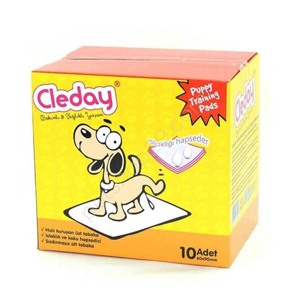 Cleday 60x9 Cm 10 Adet Sızdırmaz Yavru Çiş Eğitim Pedi | Yavru Köpek Bakım