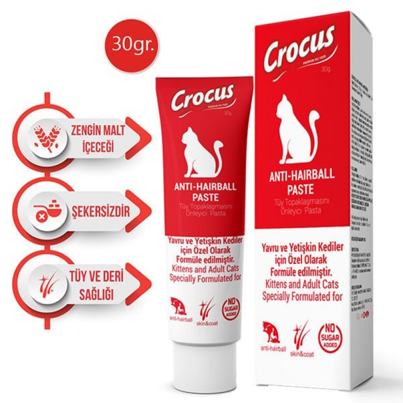 Crocus 30 Gr Anti Hairball Paste | Kedi Vitamini Crocus 30 Gr Anti Hairball Paste | Kedi Vitamini