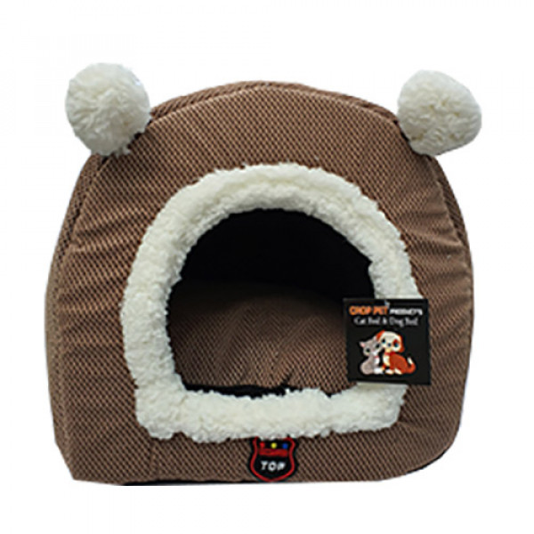 Crop Pet 40x45 Cm Eskimo Kulaklı Kedi Yuvası Açık Kahve | Yuvalı Kedi Yatağı