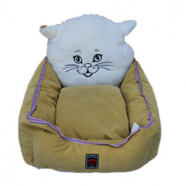 45x50 Cm Kedi Kafalı Yatak Hardal | Yuvalı Kedi Yatağı