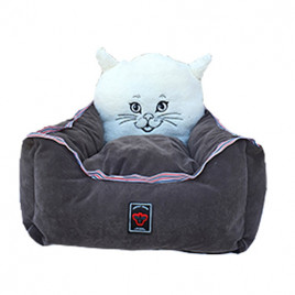 45x50 Cm Kedi Kafalı Yatak Koyu Gri | Yuvalı Kedi Yatağı