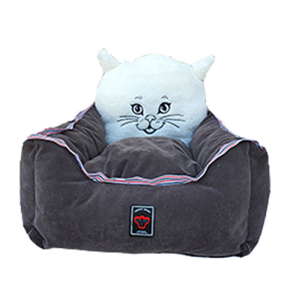 Crop Pet 45x50 Cm Kedi Kafalı Yatak Koyu Gri | Yuvalı Kedi Yatağı