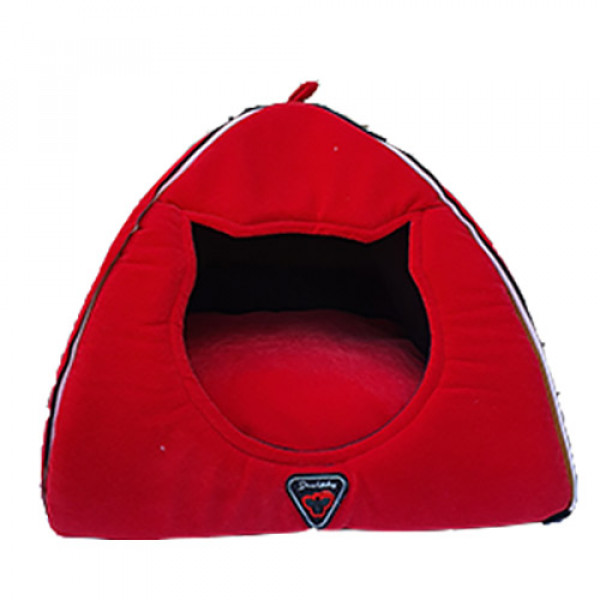 Crop Pet 40x45 Cm Piramit Fonksiyonel Kedi Yuvası Kırmızı | Yuvalı Köpek Yatağı