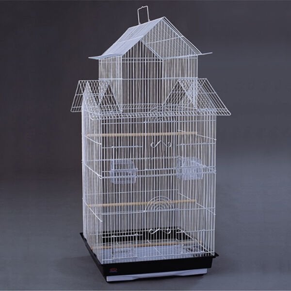 Dayang 47.5x36x102 Cm Çinevi Şekilli Büyük Kafes Beyaz Siyah | Kuş Kafesi