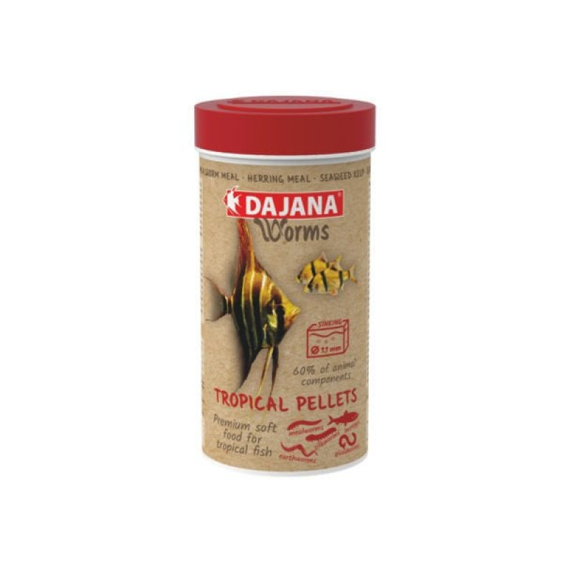 Dajana 125 Gr Worms Tropical Pellets Soft 250 Ml | Tatlı Su Akvaryumu Yemi Dajana 125 Gr Worms Tropical Pellets Soft 250 Ml | Tatlı Su Akvaryumu Yemi