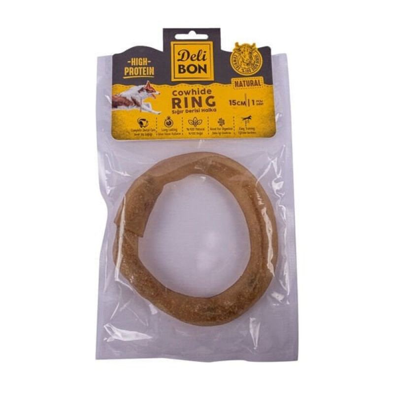 Delibon 15 Cm Natural Sığır Derisi Halka | Kurutulmuş Köpek Ödül Maması Delibon 15 Cm Natural Sığır Derisi Halka | Kurutulmuş Köpek Ödül Maması