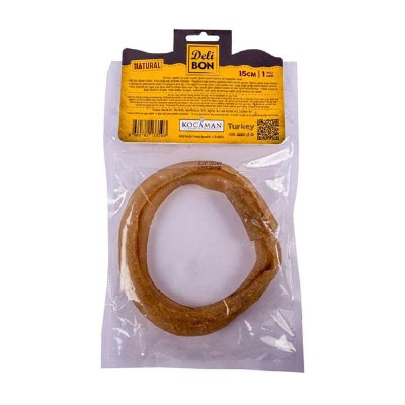 Delibon 15 Cm Natural Sığır Derisi Halka | Kurutulmuş Köpek Ödül Maması