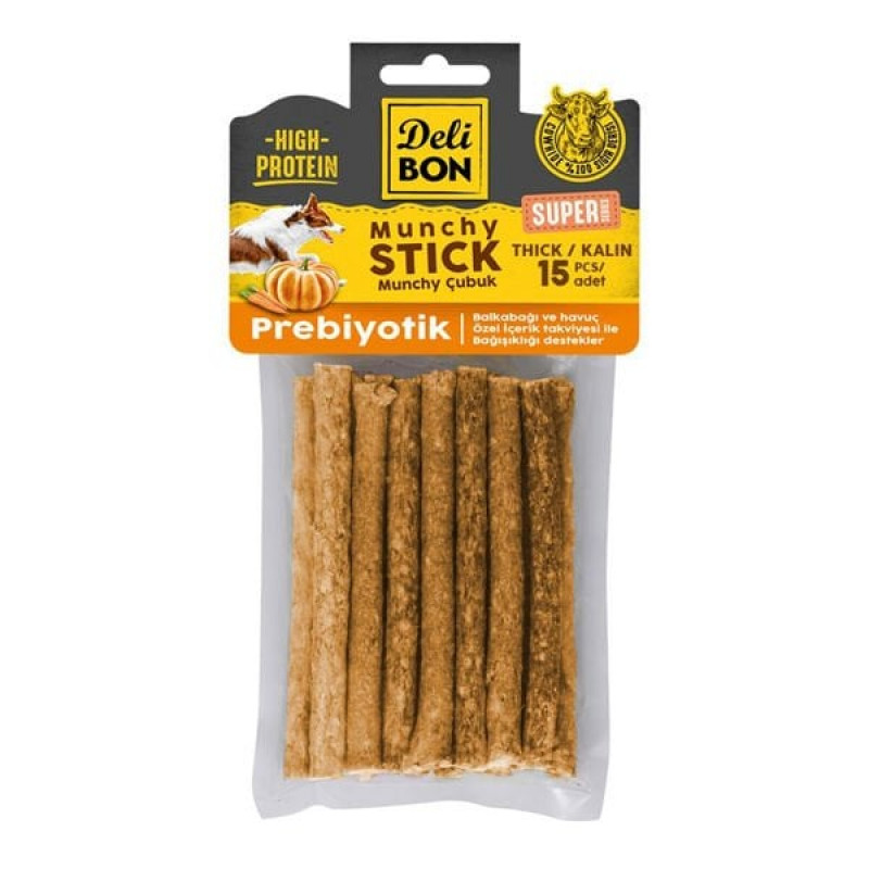 Delibon 15'li Süper Munchy Kalın Çubuk Prebiyotik | Köpek Atıştırmalık Ödül Maması Delibon 15'li Süper Munchy Kalın Çubuk Prebiyotik | Köpek Atıştırmalık Ödül Maması