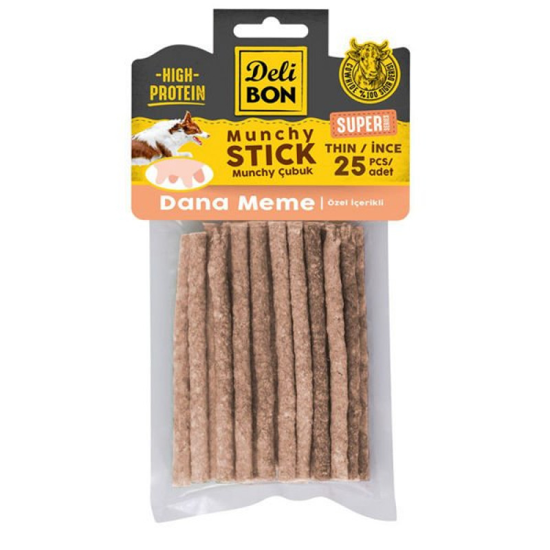 Delibon 25'li Super Munchy İnce Çubuk Dana Meme | Köpek Atıştırmalık Ödül Maması Delibon 25'li Super Munchy İnce Çubuk Dana Meme | Köpek Atıştırmalık Ödül Maması
