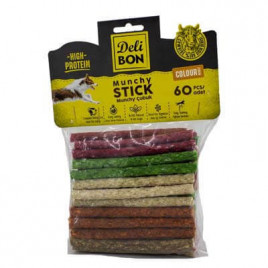 Delibon 60'lı Deri Munchy Çubuk Orta Boy Karışık Renk | Köpek Kemik Ödül Maması