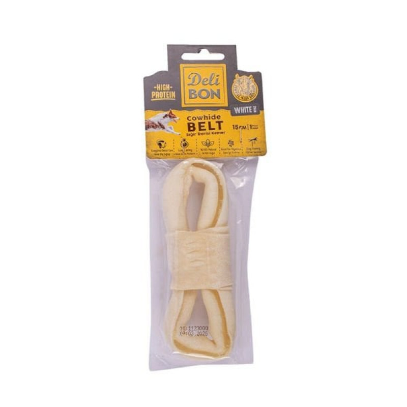 Delibon White 15 Cm Sığır Derisi Kemer | Köpek Kemik Ödül Maması Delibon White 15 Cm Sığır Derisi Kemer | Köpek Kemik Ödül Maması