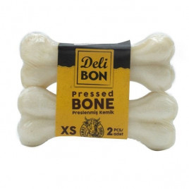Delibon XS 2'li Deri Pres Vakumlu Kemik 7 Cm | Köpek Press Çiğneme Kemiği