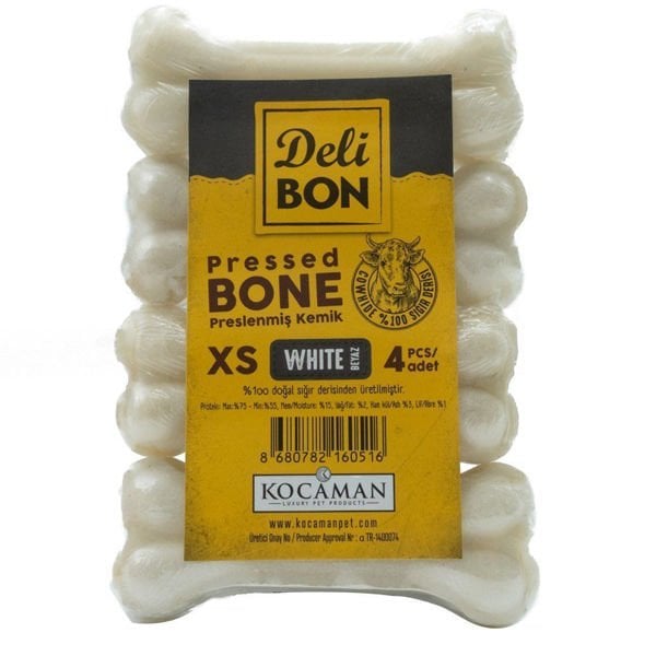 Delibon XS 4'lü Pres Beyaz 7 Cm | Köpek Press Çiğneme Kemiği