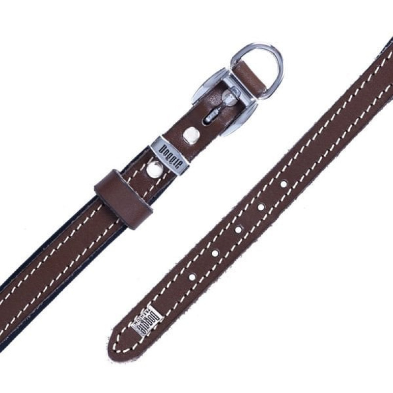 Doggie 1,5x25 30 Cm Konfor Deri Sade Boyun Tasması Kahverengi | Köpek Boyun Tasması
