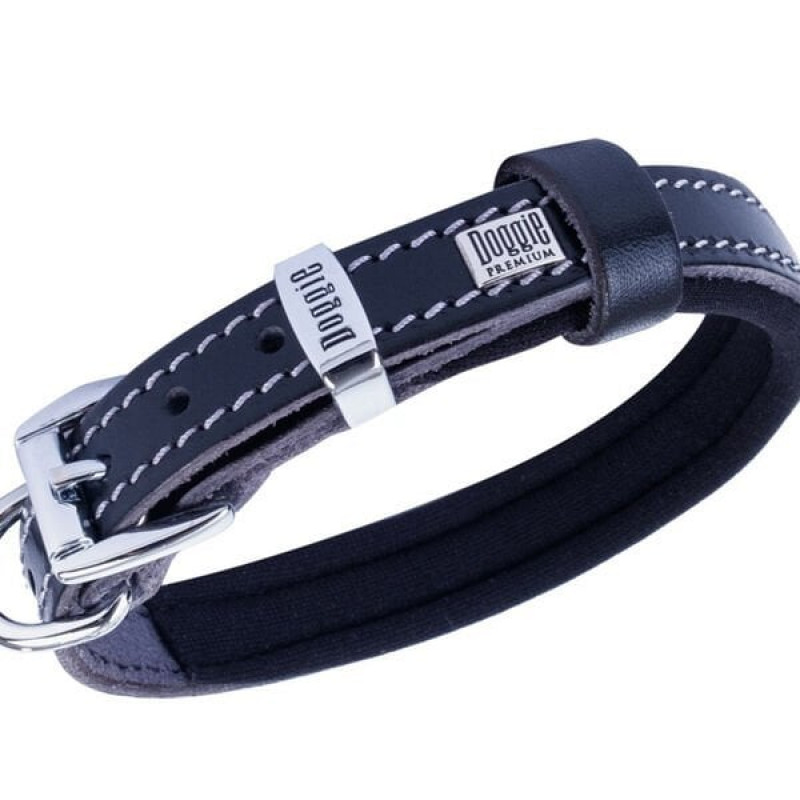 Doggie 1,5x25 30 Cm Konfor Deri Sade Boyun Tasması Siyah | Köpek Boyun Tasması