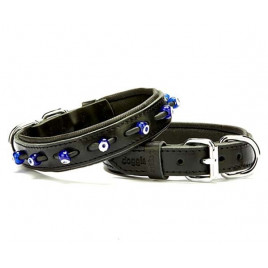 2.5x45 Cm Comfort Deri Nazar Boncuklu Boyun Tasması Medium Siyah | Köpek Boyun Tasması
