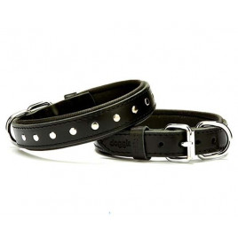 2.5x45 Cm Comfort Deri Rivetli Boyun Tasması Medium Siyah | Köpek Boyun Tasması