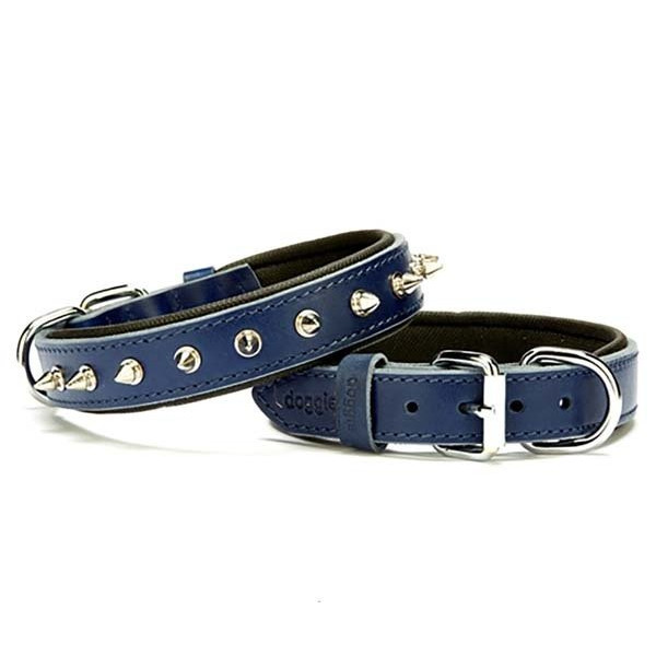 Doggie 2.5x45 Cm Comfort Deri Çivili Boyun Tasması Medium Mavi | Köpek Boyun Tasması