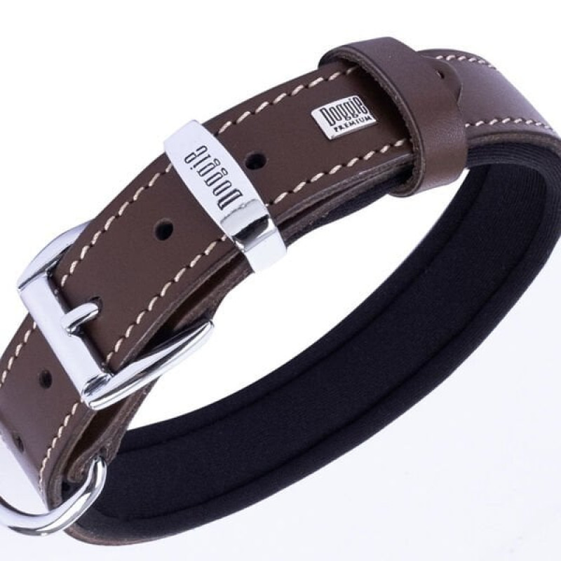 Doggie 2,5x37 45 Cm Konfor Deri Sade Boyun Tasması Kahverengi | Köpek Boyun Tasması