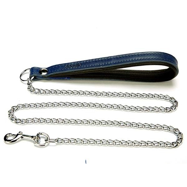 Doggie 2x110 Cm Comfort Deri Zincirli Gezdirme Tasması Medium Mavi | Köpek Boyun Tasması