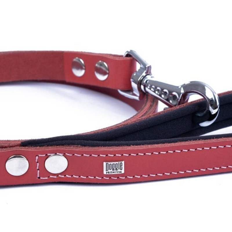 Doggie 2x140 Cm Konfor Klasik Deri Gezdirme Kırmızı | Köpek Gezdirme Tasması