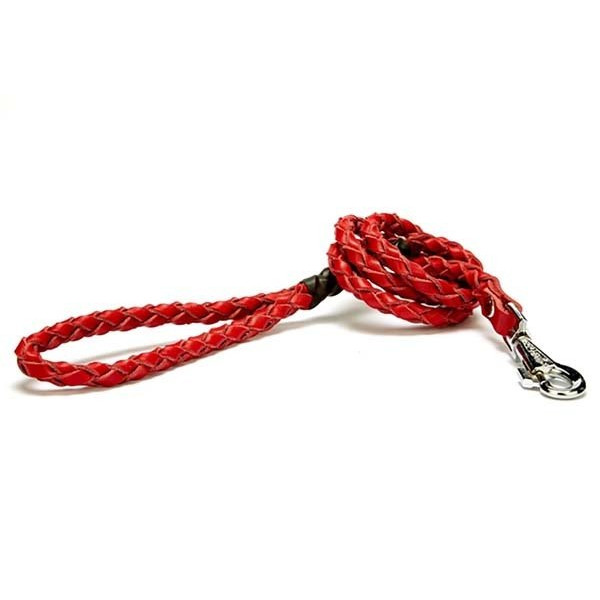 Doggie 2x140 Cm Örgülü Deri Gezdirme Tasması Medium Kırmızı | Köpek Gezdirme Tasması