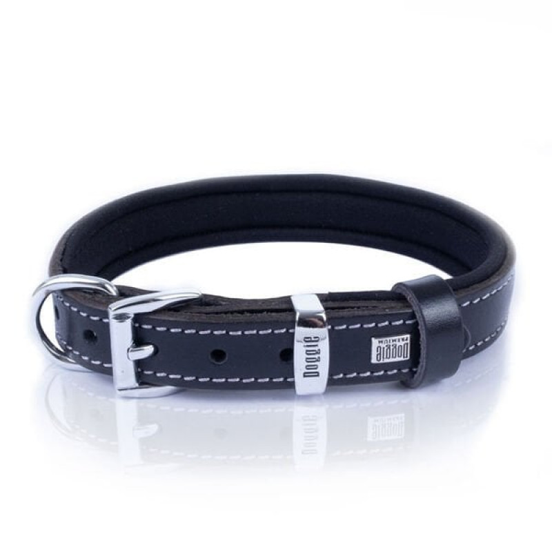 Doggie 2x30 35 Cm Konfor Deri Sade Boyun Tasması Siyah | Köpek Boyun Tasması