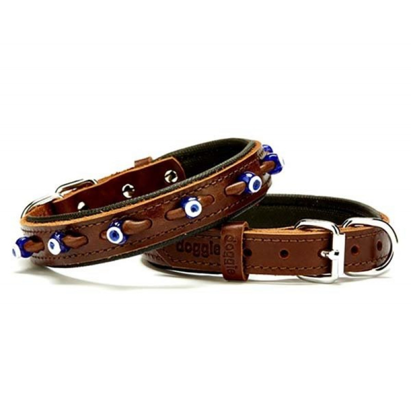 Doggie 2x35 Cm Comfort Deri Nazar Boncuklu Boyun Tasması Small Kahverengi | Köpek Boyun Tasması Doggie 2x35 Cm Comfort Deri Nazar Boncuklu Boyun Tasması Small Kahverengi | Köpek Boyun Tasması